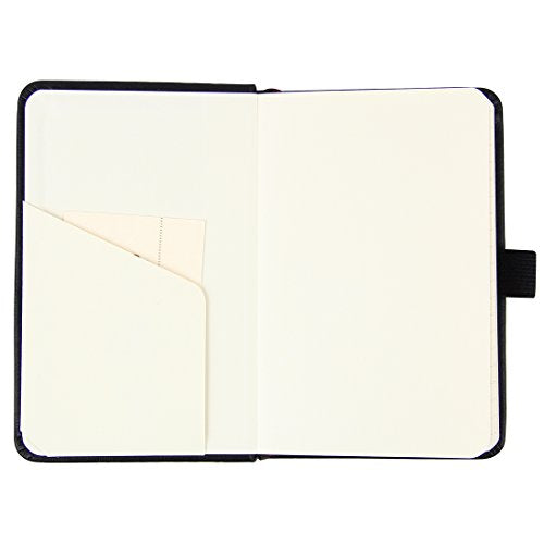 newestor (2-Pack Pocket Notebook 3.5" x 5.5", Small Hardcover Journal with Pen Holder, Inner Pockets, 100gsm Thick Ruled/Lined Paper, Black