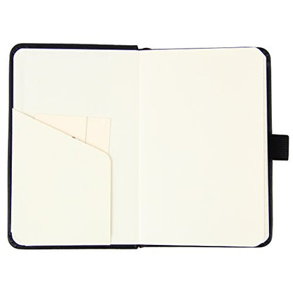 newestor (2-Pack Pocket Notebook 3.5" x 5.5", Small Hardcover Journal with Pen Holder, Inner Pockets, 100gsm Thick Ruled/Lined Paper, Black