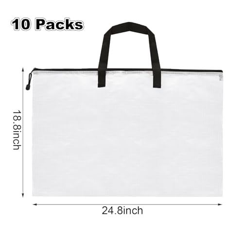 JMIATRY 10PCS Plastic Art Portfolio Bag Case, 18 x 24IN Poster Storage Bags | Large Arts Portfolio Case, Clear, Poster Folders, Storage for Poster, Scrapbook, Keepsake, Bulletin Board Storage