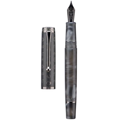 Hongdian N8S Gray Resin Fountain Pen Rabbit Pattern Cap, Iridium Extra Nib with Converter and Metal Pen Case Set - color: N8S Gray, style: Extra Fine Point