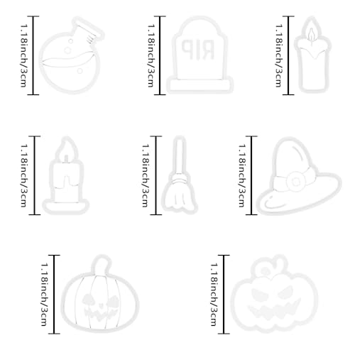 Xaekicr Halloween Polymer Clay Cutters Set – 8pcs Halloween Clay Cutters for Polymer Clay Jewelry, Clay Earring Cutters and Molds – Pumpkin, Tombstone, Witch Hat Clay Tools for DIY Crafts - color: C color
