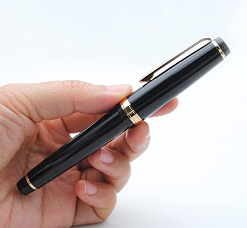 JINHAO 82 Fountain Pen with Gold Clip (F Nib 0.5mm, Black) - color: Black