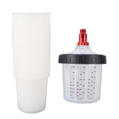 Dpofirs 50 Pack Disposable Spray Cup Liners Lids | 20.3oz Liner System Hard Cup Mixing Stick for HVLP LVLP Sprayers