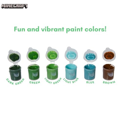Innovative Designs Minecraft Canvas Paint Set for Kids with 3 Canvases, Acrylic Paint, Paintbrush, & Easel - color: Minecraft