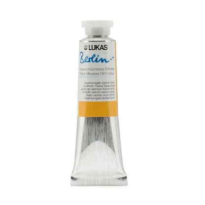 Lukas Berlin Pro Artists Water Mixable Oil Paint 37 ml Tube Cadmium Yellow Deep Hue, Water Soluble, Lightfast Pigments, Quick Drying, Easy Clean-Up, Eco-Friendly, Professional Quality, 40 Color Range - color: Cadmium Yellow Deep Hue, size: 1.25 Fl Oz (Pac