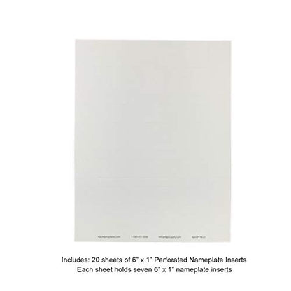 Perforated Paper Nameplate Inserts, Pack of 20 (6" x 1") - color: White, size: 6" x 1"