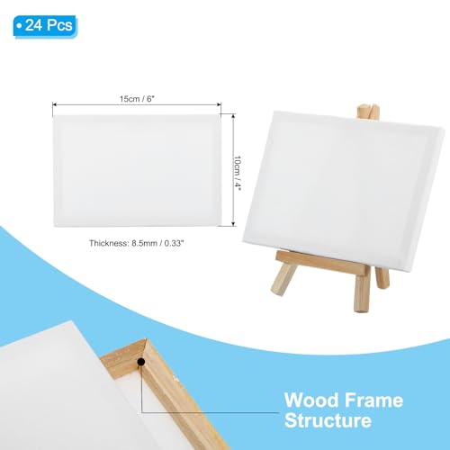 PATIKIL 6x4 Canvas Boards for Painting, 24Pack Cotton Wood Frame Rectangle Triple Primed Stretched Blank Canvas Panel for Acrylic, Oil, Tempera Paint,White - size: 6x4"