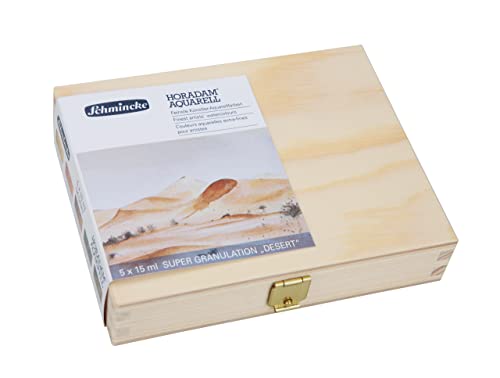 Schmincke - HORADAM® AQUARELL, Super-Granulation Set Desert, 5 x 15 ml tubes, 74 869 097, wooden box, very strong granulating colors, finest, supergranulating watercolors - color: Desert, size: 2.54 Fl Oz (Pack of 1)