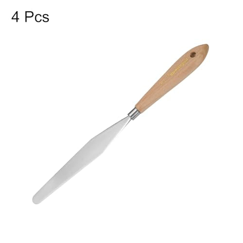 HARFINGTON 4pcs 18# Painting Palette Knife Pointy Stainless Steel Art Spatula Painting Pallet Knives Scrapers Tools with Plastic Handle for Acrylic Oil Canvas Mixing Spreading