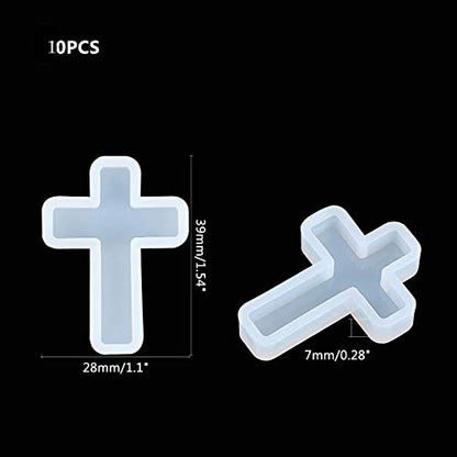 arricraft 10 Pcs Cross Silicone Resin Molds, 1.5"x1" Epoxy Resin Molds Crucifix Casting Mold for Necklace Pendant Jewelry DIY Craft - color: Clear-Cross