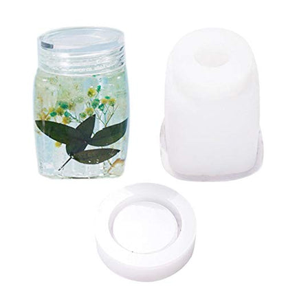 4 Style DIY Jewelry Resin Casting Molds Bottle Storage Jar With Lid Crystal Epoxy Mold Kit Handmade Craft Aromatherapy Candle Making Tool Clear Silicone Plaster Clay Mould （Rectangle Bottle） - color: （Rectangle Bottle）