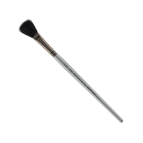 Creative Mark Goat Hair Mop Brush - 1/2" Oval, Natural Goat Hair for Watercolor, Oil, Acrylic & Makeup Blending – Ultra‑Soft Black Hair – Short‑Handle, High‑Absorbency Artist Mop - color: Black, size: 1/2"