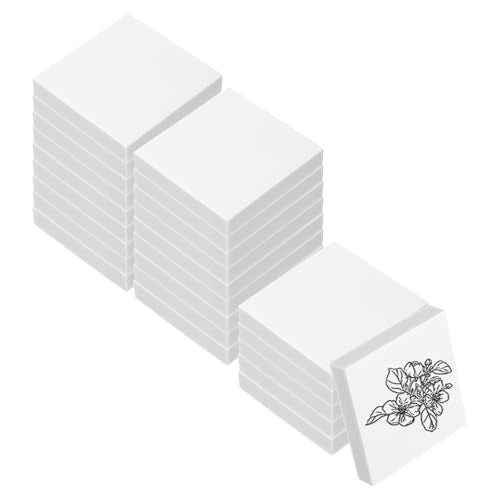 PATIKIL 24Pcs 2X2" Rubber Carving Blocks, Soft Linoleum Art Carving Block Square Crafts Stamp Making for Printmaking Stamps Carving Supplies, White - color: White