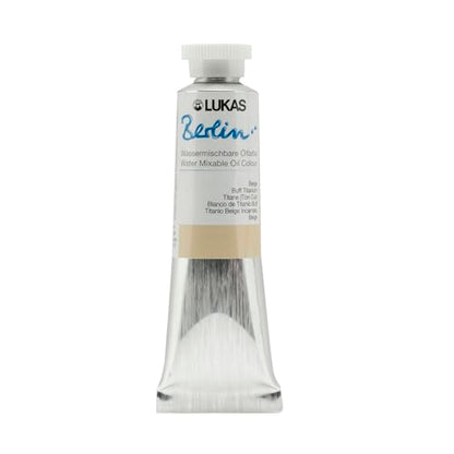 Lukas Berlin Pro Artists Water Mixable Oil Paint 37 ml Tube Buff Titanium, Water Soluble, Lightfast Pigments, Quick Drying, Easy Clean-Up, Eco-Friendly, Professional Quality, 40 Color Range - color: Buff Titanium, size: 1.25 Fl Oz (Pack of 1)