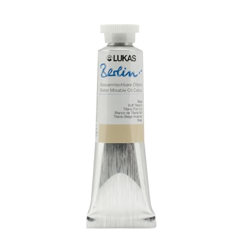Lukas Berlin Pro Artists Water Mixable Oil Paint 37 ml Tube Buff Titanium, Water Soluble, Lightfast Pigments, Quick Drying, Easy Clean-Up, Eco-Friendly, Professional Quality, 40 Color Range - color: Buff Titanium, size: 1.25 Fl Oz (Pack of 1)