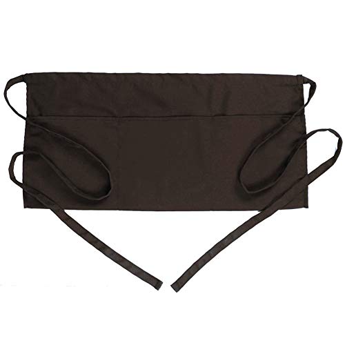 BOHARERS Waist Apron with 3 Pockets - Brown Waitress Waiter Server Short Apron（brown） - color: H-1 Pack Brown