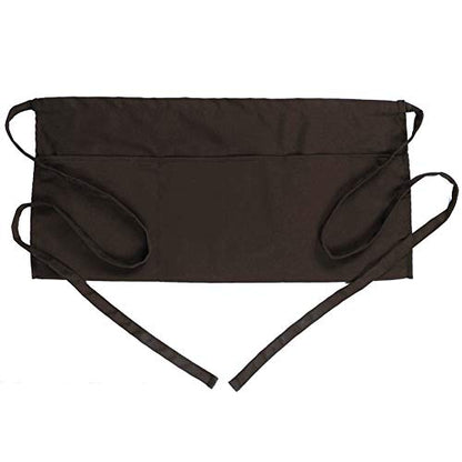 BOHARERS Waist Apron with 3 Pockets - Brown Waitress Waiter Server Short Apron（brown） - color: H-1 Pack Brown