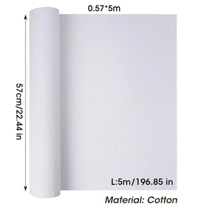 0.57x5M White Black Cotton and Linen Blend Canvas Roll,Blank Oil Painting(White 0.57x5M) - size: White 0.57x5M
