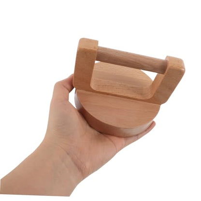 SAFIGLE Beech Wood Printmaking Baren Round Handle and Cleaning Cloth, Handheld Burnisher for Linocut and Rubber Stamps, Craft Paper Press Tool for DIY Printmaking and Block Printing