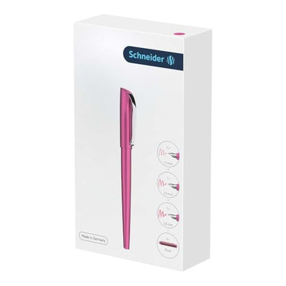 Schneider Callissima Calligraphy Fountain Pen Gift Set: Metallic Pink, 1.1 mm, 1.5 mm, 1.8 mm Interchangeable Tips + Pack of 6 Rose Ink Cartridges (143809)