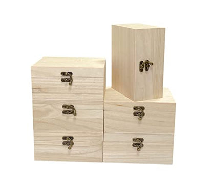 6 Pack Unfinished Wood Box Rectangle Crafts Wooden Box for Painting DIY Project (Outer: 5 x 6.7 x 3.1 in) - size: 5 x 6.7 x 3.1 Inch