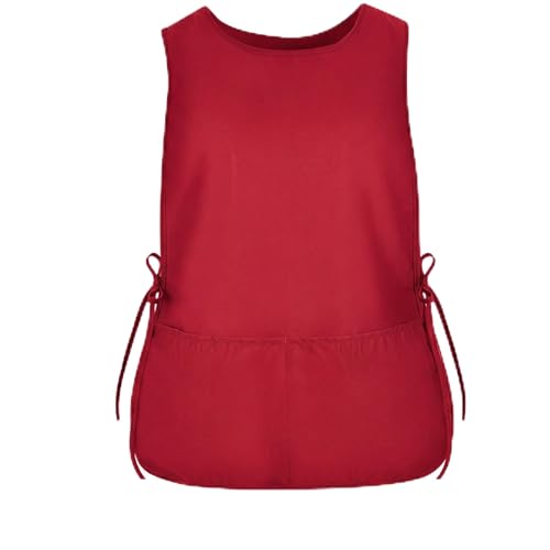 TFTAFAN Cobbler Apron Unisex Waterproof Apron with 2 Deep Pockets Art Smock for Painting Cleaning Artiest Apron work kitchen - color: Red