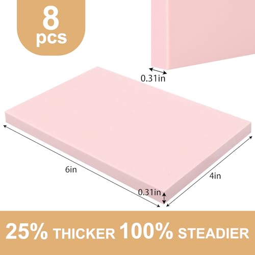 SGHUO 8pcs 4"x6" Rubber Carving Blocks, Soft Linoleum Block for Printmaking, Rectangle Linocut Blocks Stamp Carving Tools, Easy Cut Lino Blocks Crafts Making Kit (Pink-8mm Thick) - color: Pink-8pcs