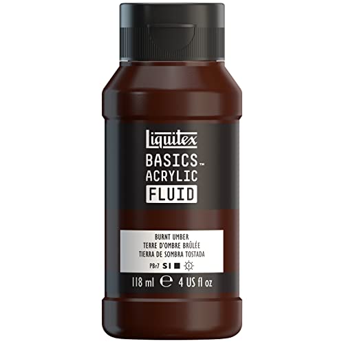 Liquitex BASICS Acrylic Fluid Paint, 118ml (4-oz) Bottle, Burnt Umber - color: Burnt Umber, style: 118ml (4-oz)