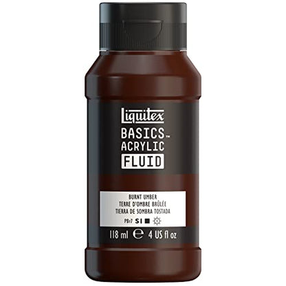 Liquitex BASICS Acrylic Fluid Paint, 118ml (4-oz) Bottle, Burnt Umber - color: Burnt Umber, style: 118ml (4-oz)