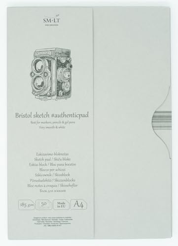 SMLT Authentic Line EA-50 A4 Sketch Pad authenticpad 185 GSM Extra White and Smooth Bristol Paper 50 Sheets