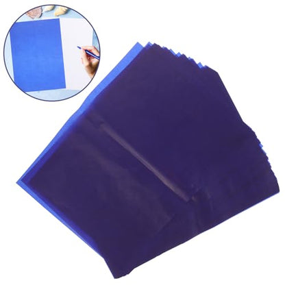 TEHAUX 50 Sheets One-Side Transfer Carbon Paper A4 Blue Graphite Tracing Paper for Artists and Crafts Pattern Transfer Drawing Supplies