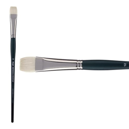 Creative Mark Imperial Professional Chungking Hog Bristle Brush - Bright # 12, Handmade Long Handle Oil Paint Brushes for Artists, Nickel-Plated Brass Ferrules, Stiff Yet Soft Natural Bristles - size: #12