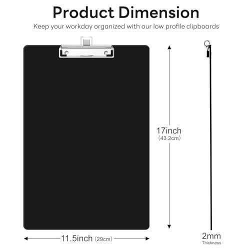 11x17 Large Clipboard with Pen Holder, Vertical Layout(2 Pack) | Black Ledger Size Clip Board for Teachers, Students, Lawyers, Office & School Supplies