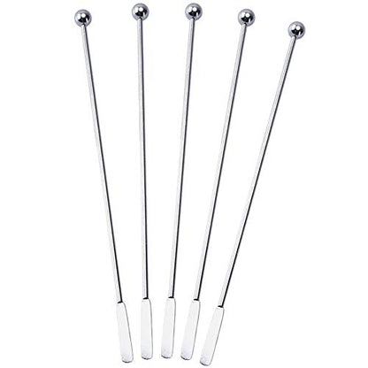 5 pcs Stainless Steel Coffee Beverage Stir Sticks Cocktail Stirrers Drink Swizzle Stick 7.4" Swizzle Stick Picks Tools - color: Silver-5 Pieces