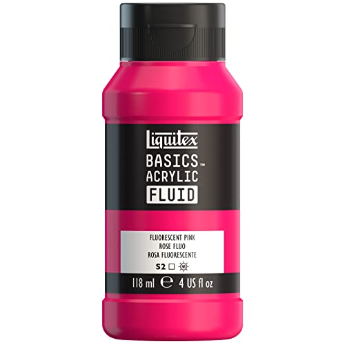 Liquitex BASICS Acrylic Fluid Paint, 118ml (4-oz) Bottle, Fluorescent Pink - color: Fluorescent Pink, style: 118ml (4-oz)