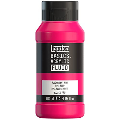 Liquitex BASICS Acrylic Fluid Paint, 118ml (4-oz) Bottle, Fluorescent Pink - color: Fluorescent Pink, style: 118ml (4-oz)