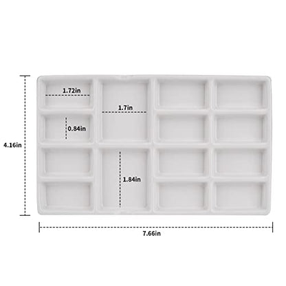 8 Inch 14 Wells Artist Ceramic Paint Palette, Rectangle Ceramic 14-Wells, White