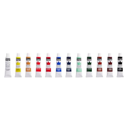 KINGART 21-Piece Artist Acrylic Painting Set with H-Frame Wooden Easel, 12 Vivid Acrylic Paint Colors, 6 Canvas Panels, 4 Brushes, Wood Palette - School, Students, Adults, Gift Giving