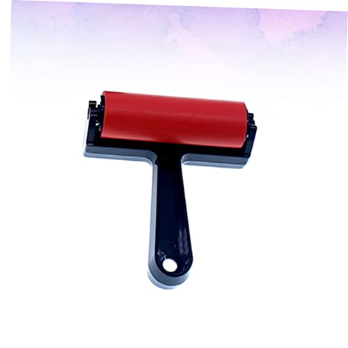 SEWACC Artist Rubber Roller Brush for Ink Painting 10cm Length Red for Scrapbooking Wall Art and Drawing Projects