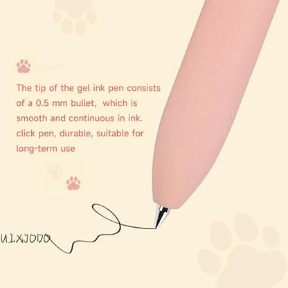 UIXJODO Cat Pens, 4 Pcs 0.5mm Cute Kawaii Black Ink Pens Fine Point Smooth Writing Pen, High-End Series Cat's Tail Retractable Pen for Journaling Note Taking (4 Pcs Cat) - color: 4 Pcs Cat