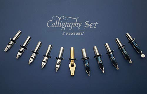 Calligraphy Pen Set – Includes Wooden Dip Pen, Antique Brass Holder, 11 Nibs, 7 Colors Ink Bottles and Beginner's Manual - color: 7 colors