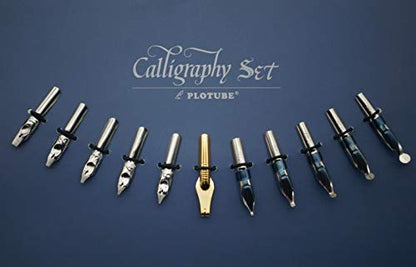 Calligraphy Pen Set – Includes Wooden Dip Pen, Antique Brass Holder, 11 Nibs, 7 Colors Ink Bottles and Beginner's Manual - color: 7 colors