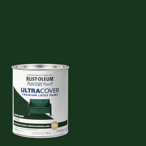 Rust-Oleum 1938502 Painter's Touch Ultra Cover Premium Latex Brush On Paint, Quart, Gloss Hunter Green - color: Gloss Hunter Green, size: 1 Quarts (Pack of 1)