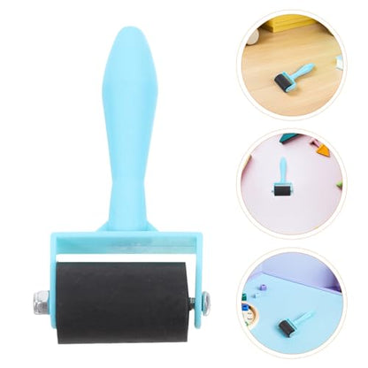 SUPVOX 7pcs ’s Printmaking Ink Roller Set, 3.5cm Blue Handle Rubber Brayers for DIY Printing, Soft and Hard Rubber Rollers for Block Printing and Stamping Crafts
