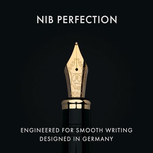 Wordsworth & Black Primori Fountain Pen Set [Black Gold]; Medium Nib, Gift Case, 24 Ink Cartridges, Refill Converter, Manual; Journaling, Calligraphy, Smooth Writing Pens; Left & Right Handed - color: Black Gold, style: Medium Nib