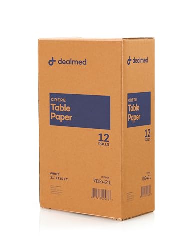 Dealmed Medical Exam Table Paper Roll | Disposable Covers for Doctors, Physicians, Diaper Changing, Waxing, Chiropractor, Tracing, Drawing, Coloring | Crepe, White, 21" x 125', 12 Rolls/Case - color: Crepe White, size: 21" x 125'