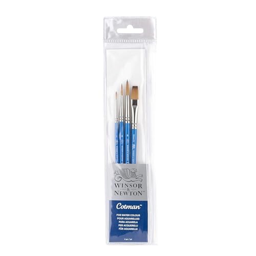 Winsor & Newton Cotman Short Handle Brushes, Set of 4, (Round 1, 4, & 6, One Stroke 3/8") - size: Set of 4, style: Round 1, 4, & 6, One Stroke 3/8"
