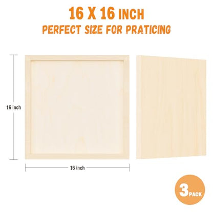 Wooden Art Panels for DIY Painting - Mother Gifts, Christmas Crafts & Home Décor | 16x16 Inch Canvas Wood Boards, Unfinished Wooden Canvas for Adults & Kids (3-Pack) - size: 16*16-3