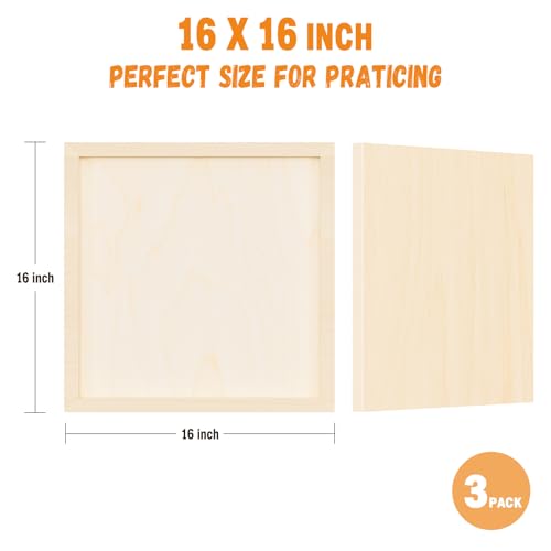 Wooden Art Panels for DIY Painting - Mother Gifts, Christmas Crafts & Home Décor | 16x16 Inch Canvas Wood Boards, Unfinished Wooden Canvas for Adults & Kids (3-Pack) - size: 16*16-3