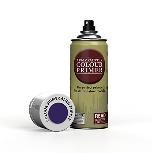 The Army Painter Colour Primer Alien Purple, 400 mL Acrylic Spray Primer, Spray Paint Basecoat for Miniature Priming, Tabletop Roleplaying, Boardgames, and Wargames Miniature Modelling - color: Alien Purple